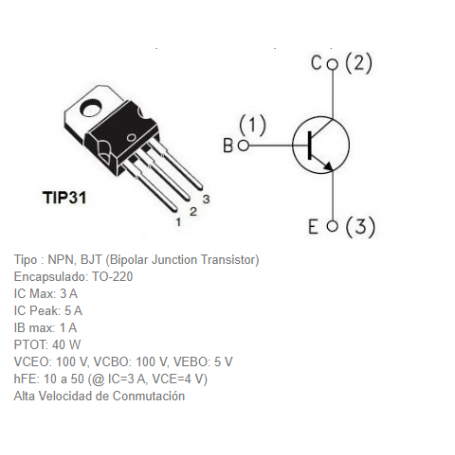 Transistor TIP31 - Pack 5 Unidades