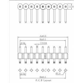 Pin Headers pack Macho curvo 90°(40) modelo B  2.54mm