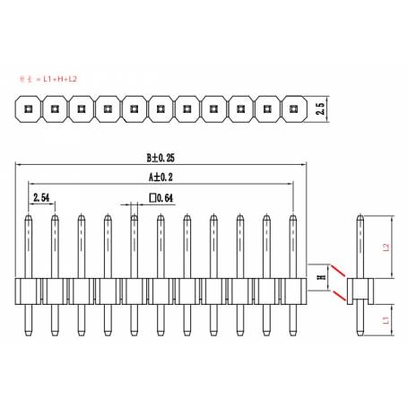 Pin Header Macho Largo pack(40)  2.54mm