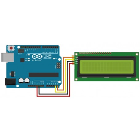 Pantalla LCD 1602 con Adaptador I2C color amarillo