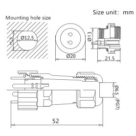 Conector IP68  ZP13 3 Pin