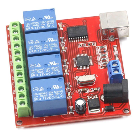 Modulo rele de 4 canales 12V Control via USB