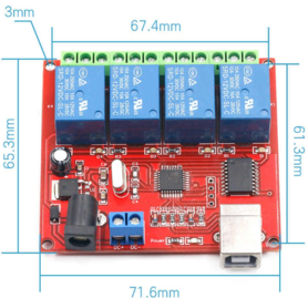 Modulo rele de 4 canales 12V Control via USB