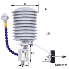 Sensor meteorológico 4 en 1 (Temp,Pres ATM, Hum, LUX) Modbus RS485