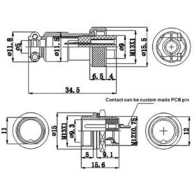 Conector de aviacion GX12  7P