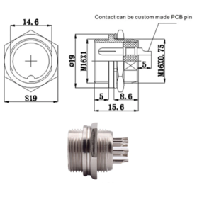 Conector GX16 de aviacion 2P