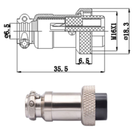 Conector de aviacion GX16-6  6P