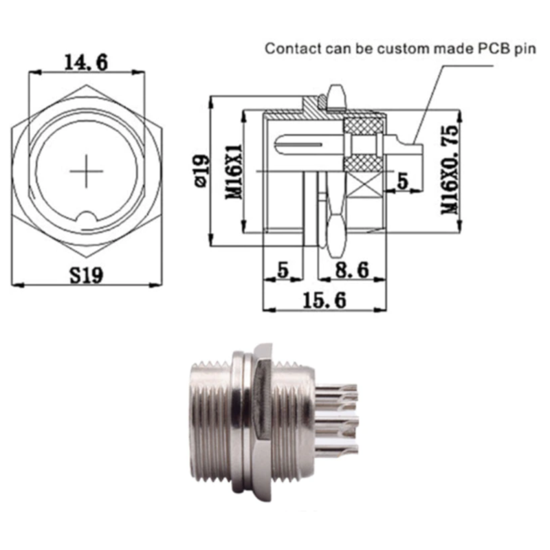 Conector de aviacion GX16-8 8P