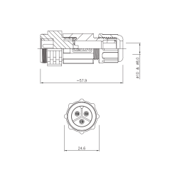 Conector IP67 ZE13 2P 20 Amperes Volante Volante