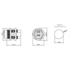 Conector RJ45 IP67 Panel Pasante tuerca trasera