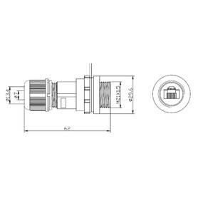 Conector RJ45 IP67 Panel Pasante con prensa estopa para cable