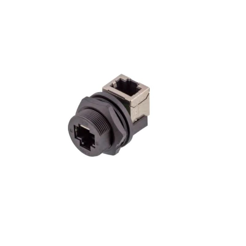 Conector RJ45 IP67 Panel Pasante Angulo Recto 90°