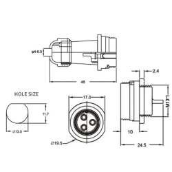 Conector IP68 SP13 2 Pin