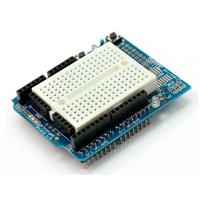 Shield de prototipo con protoboard para Arduino