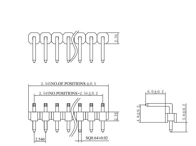 Pin Header Macho curvo 90° pack(40) azul  2.54mm