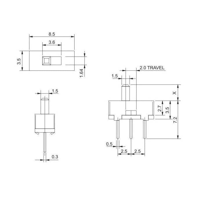 Interruptor switch deslizable SS12D00 SPDT