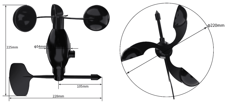 Veleta y anemómetro WSS-02 RS485