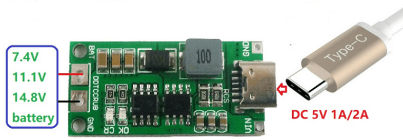 Cargador Batería de Li-Ion 4S (4 Celdas) con USB-C DDTCCRUB