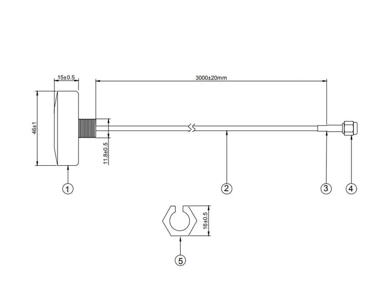 Antena panel pasante exterior domo SMA 915Mhz Lora LoRaWan