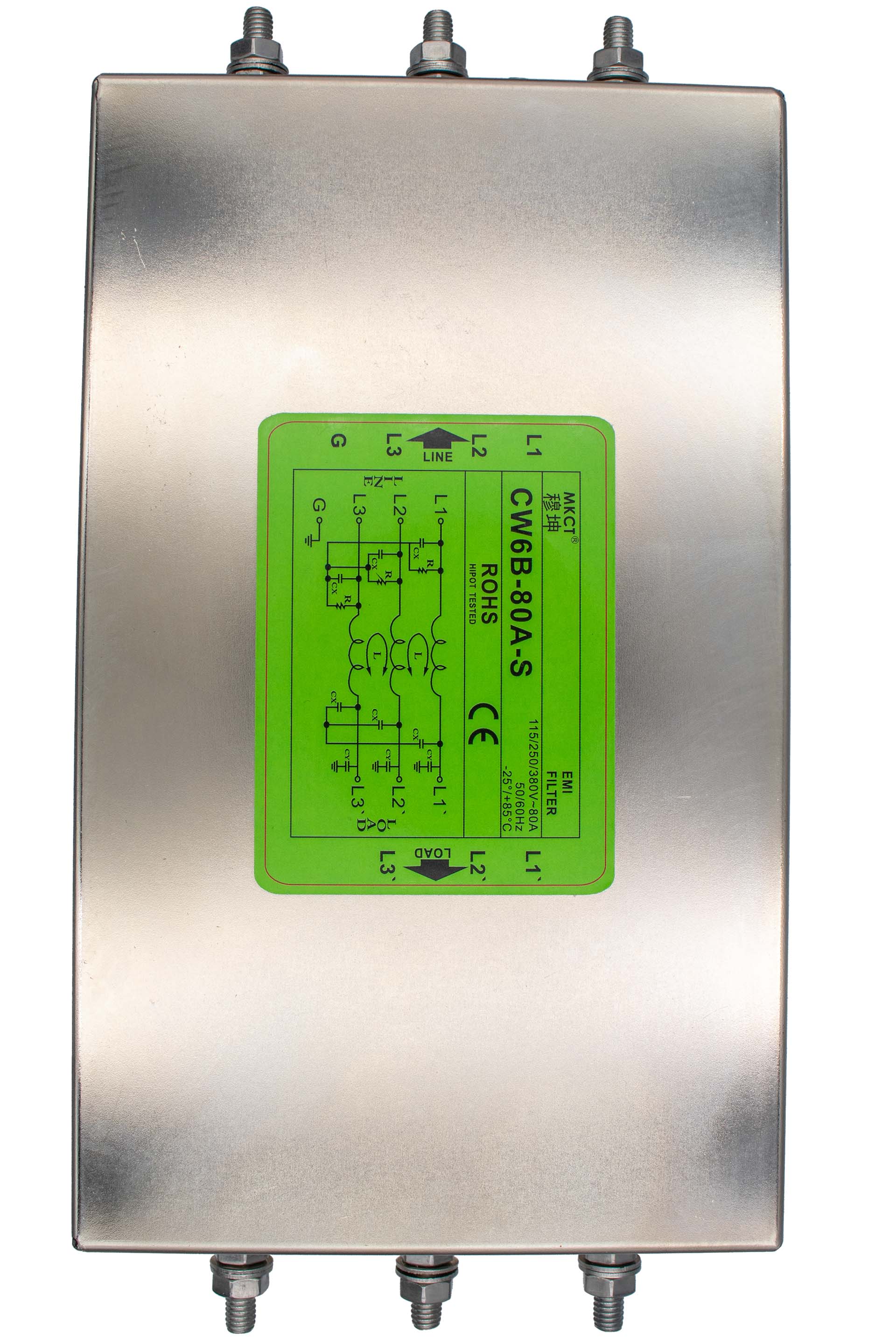 Filtro de linea trifasico EMI/EMC CW6B-80A-S 80A