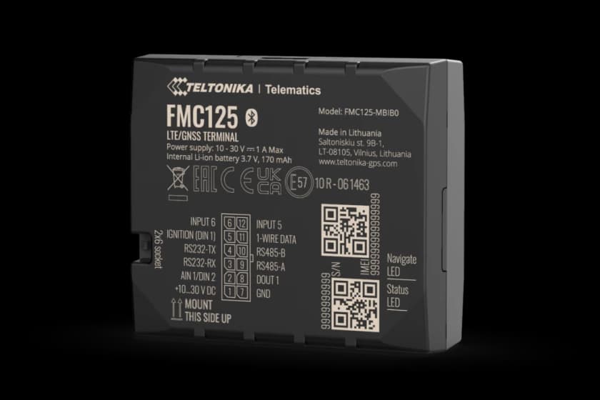 Rastreador 4G LTE Cat 1 con interfaces RS232, RS485 FMC125 - Teltonika