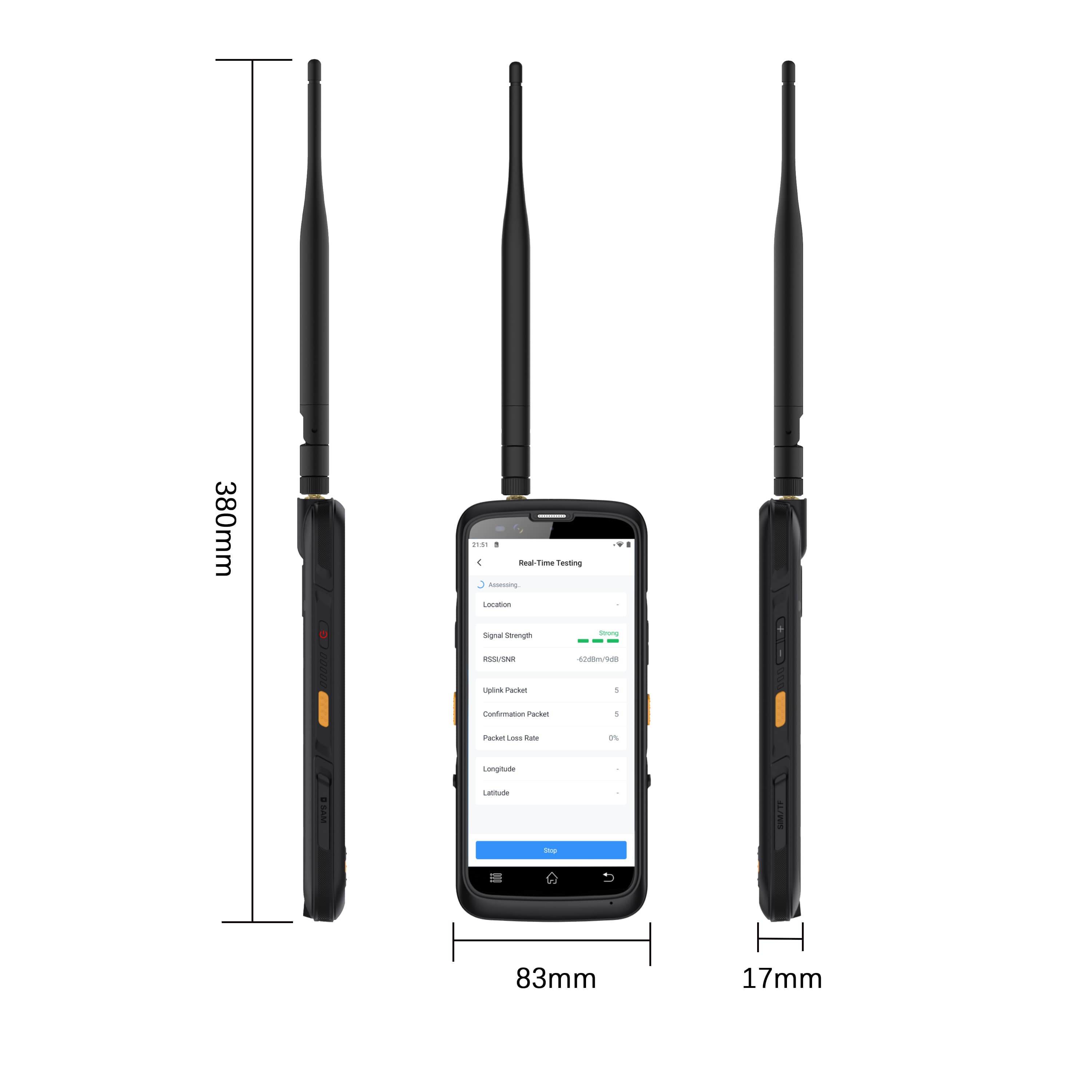Tester de Red LoRaWAN FT101 – Milesight, Field Tester portátil con pantalla táctil