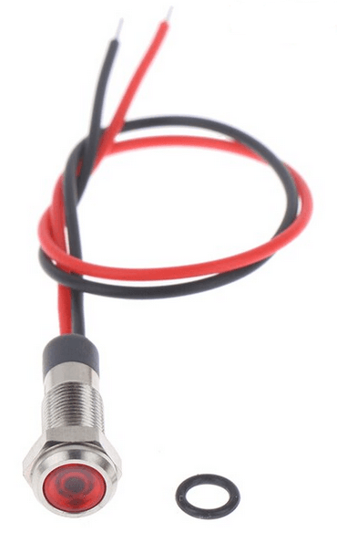Luz piloto metálica impermeable de 6mm 3-6V Roja Panel Pasante