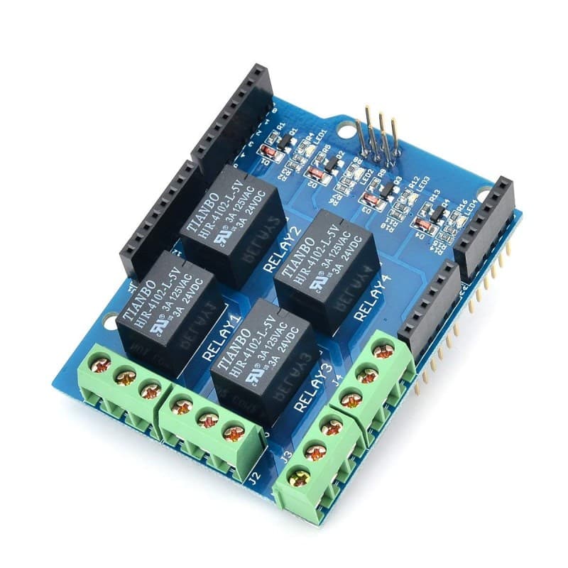 Shield rele de 4 canales para Arduino